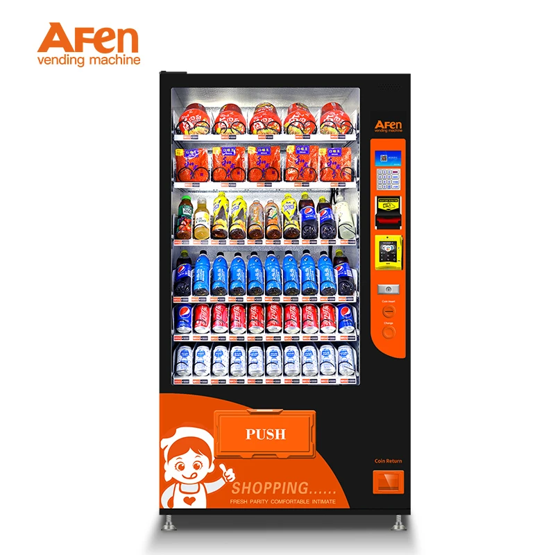 AFEN 24 Hours Self Service Vend Automatic Snack Vending Machine With Coin And Bill Acceptor