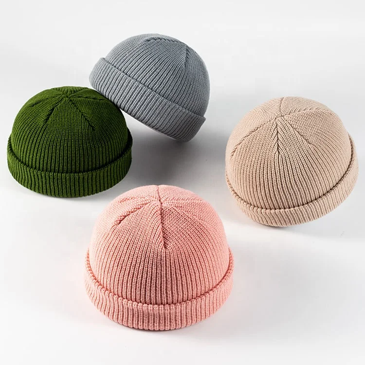 Cool Short Fisherman Beanie Hat Ribbed Knit Docker Fishing Cuff Wool Beanie
