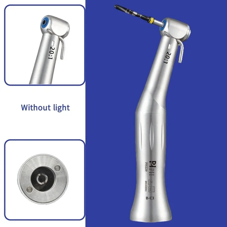 20:1 Dental Korea implants handpiece reduction push bottom contra angle handpiece with optic & light Dental implants handpiece