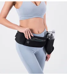 Double-pocket night running high-brightness reflective waist bag with water bottle storage large-capacity mobile phone waist bag