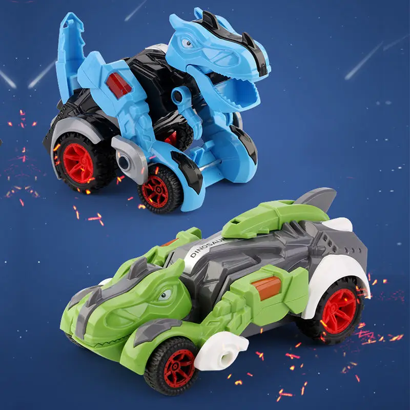 Racing Dinosaur Transform Car Toy Assembly Model Vehicles friction Car Triceratops Gift for Kids
