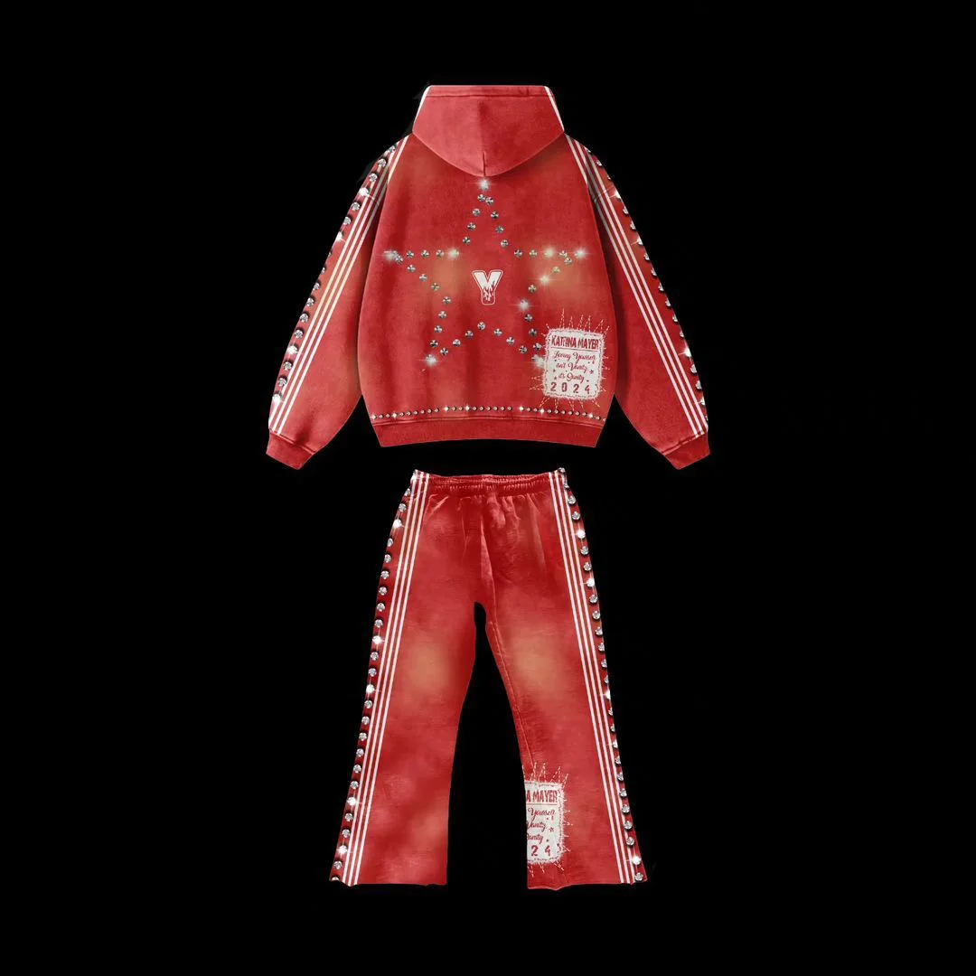 Big Size Baggy Rhinestone Custom Acid Wash Sublimation Sports Cropped Hoodie Set Two Piece Set Jogging Tracksuit For Men