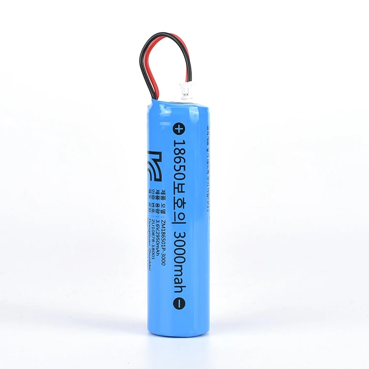 
KC Certificate 18650 battery cell 3.7v 3000mAh Rechargeable 18650 Lithium Li ion battery with top PCM and cable 