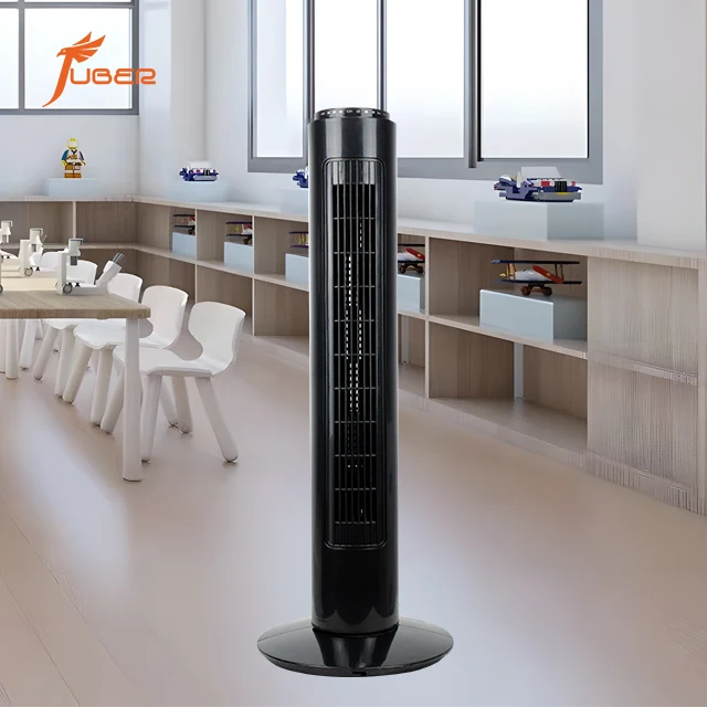 JUBER Remote Control Electric Pedestal Stand Fan Air Cooler Bladeless Fan Black Tower Fan