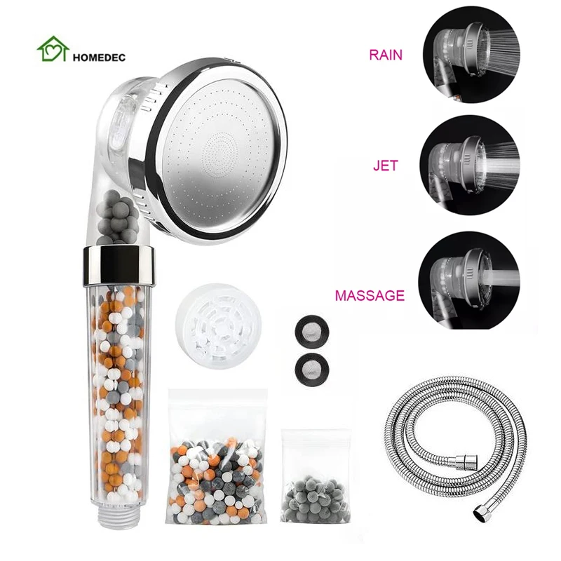SPA High Pressure water saving 3 Spraying ionic mineral filtered handheld Shower Head