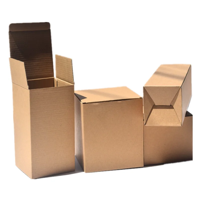 Cheap low price square rectangular plain brown kraft corrugated paper packaging box in stock ready to ship without logo printing