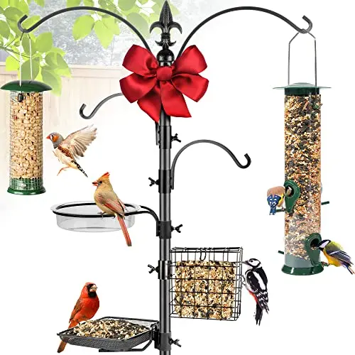Large Wooden Bird House Bird Feeder Hopper Bird Feeders for Outdoors Hanging with 2 Suet Cages Window and Heavy Duty