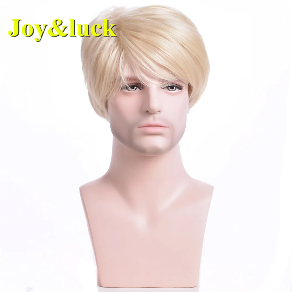 Blond Wholesale Price Wigs For White Male Free Part Straight Mens Honey Blonde 613 Men Wig Short Natural Synthetic Hair Wigs