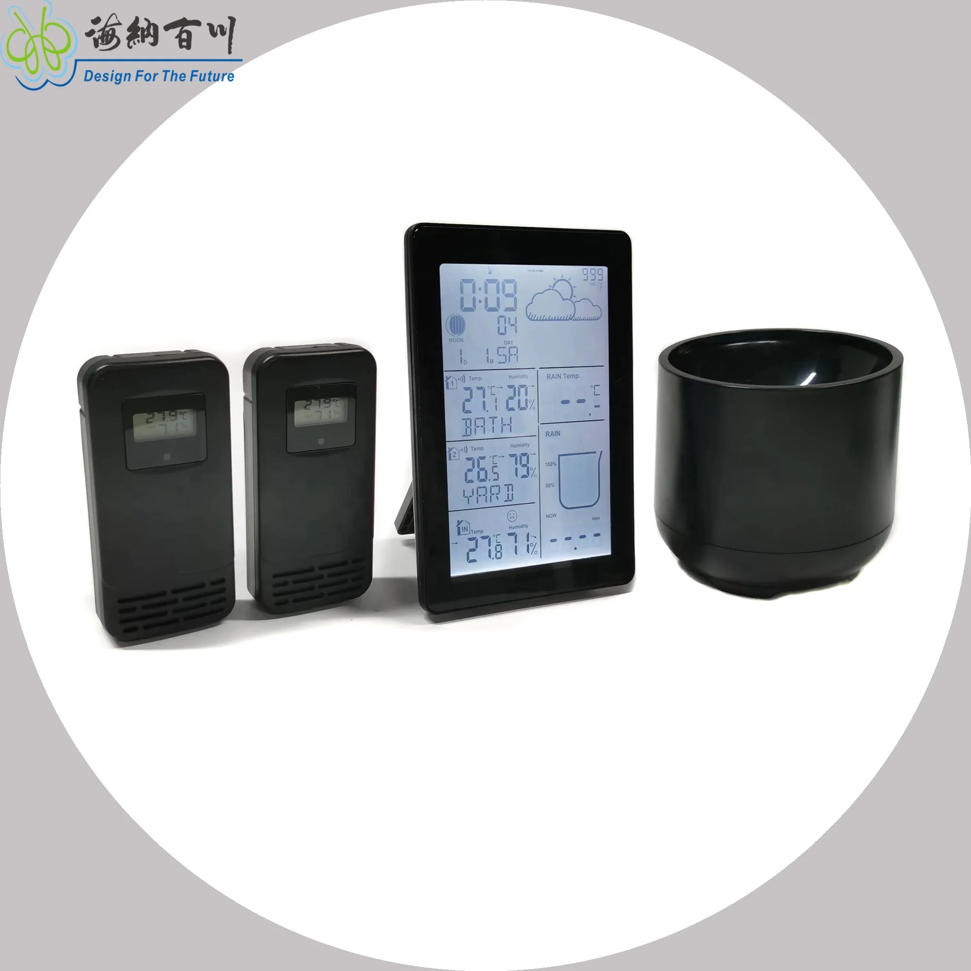 Wireless Multilingual Display Smart Home Weather Station Alarm Clock Rainfall Detector with Alert Features