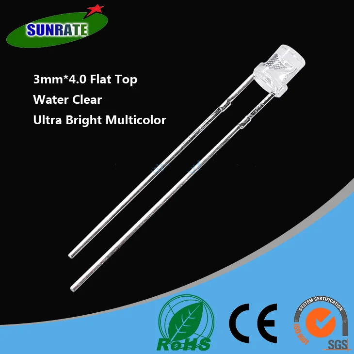 3mm 5mm Round Straw Hat Flat Top Free Sample Through Hole Led