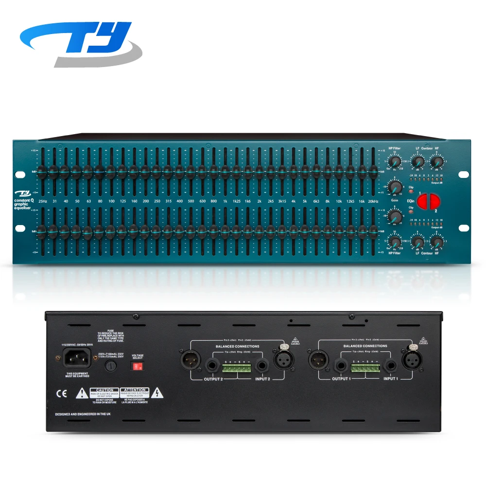 TianYin FCS-966 Professional 2 Channel Digital Stereo Display Audio Graphic Equalizer Peripheral Amplifier crossover