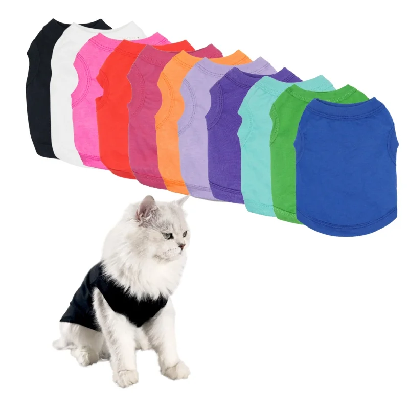 Dog Shirts Pet Clothes Blank Clothing Puppy Vest T-Shirt Sleeveless Costumes Doggy Soft and Breathable Apparel Outfits for Cats