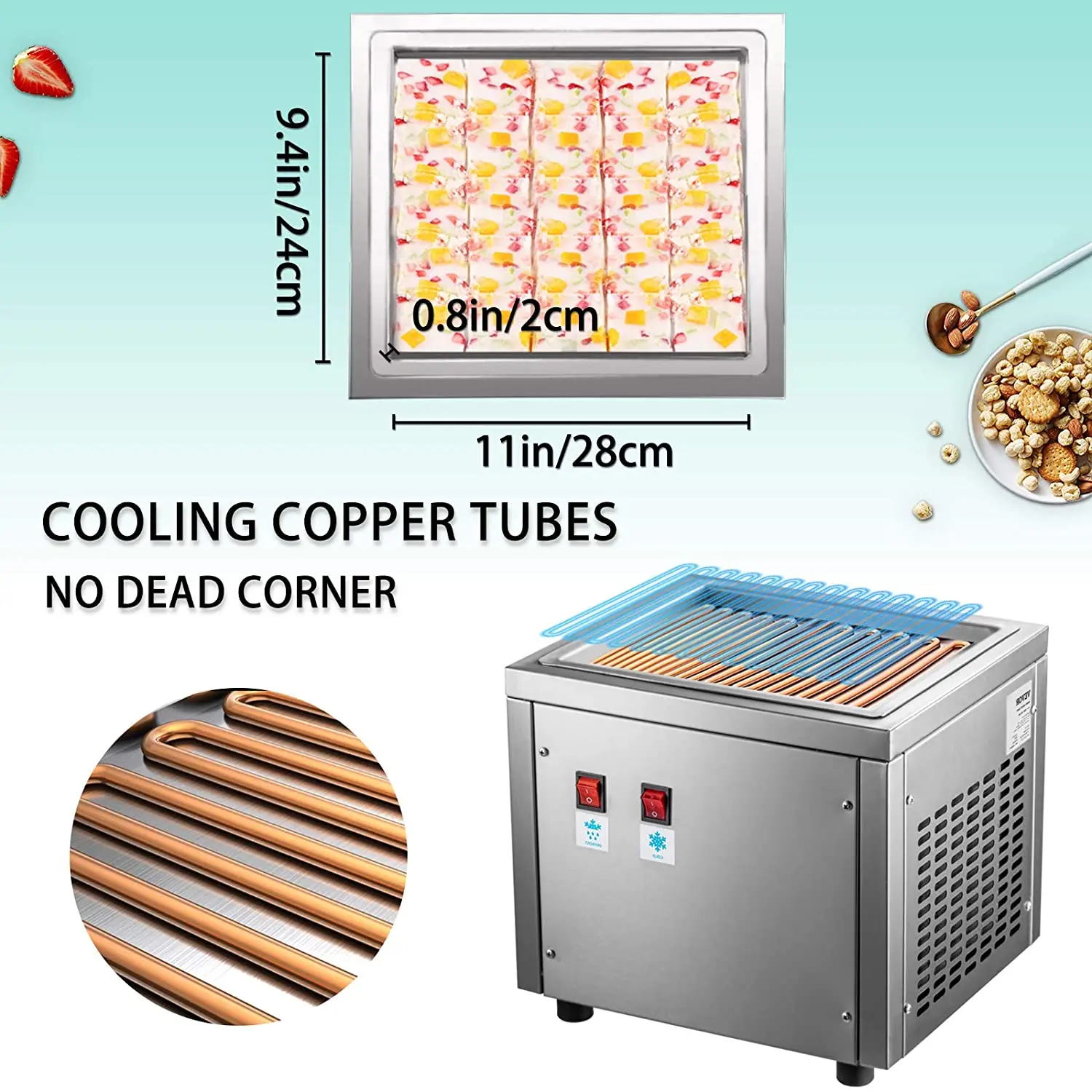 2020 Hot Sale Commercial Stainless Steel Double And Single Flat Pan Roll Fry Ice Cream fried ice cream machine