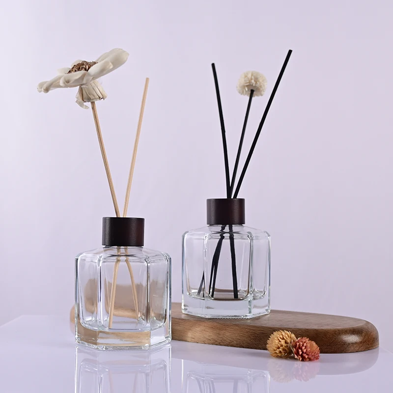 Refillable Aroma Oil Bottle Reed Diffuser Sticks Air Freshener Perfume Glass Bottle With Wooden Cap