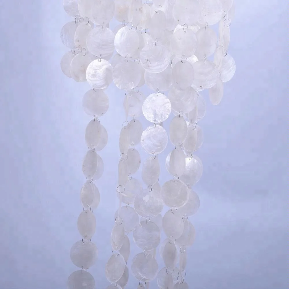 Event Decoration 6.6 feet tall slim seashell capiz white shell chandelier