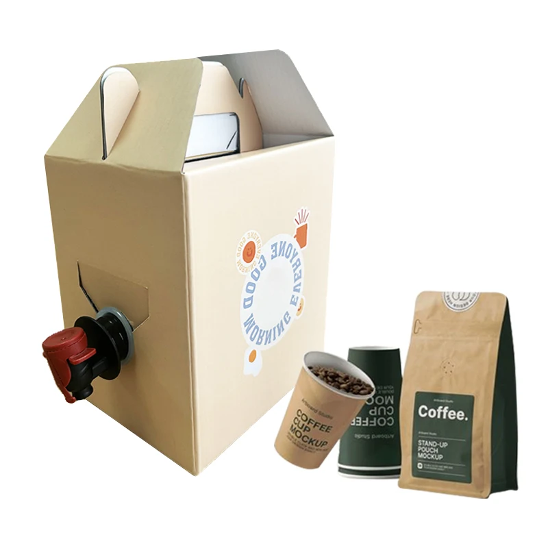 Custom Kraft Paper Coffee Box Disposable Coffee Bag In Box With Valve Dispenser Bag In Box Juice Dispenser