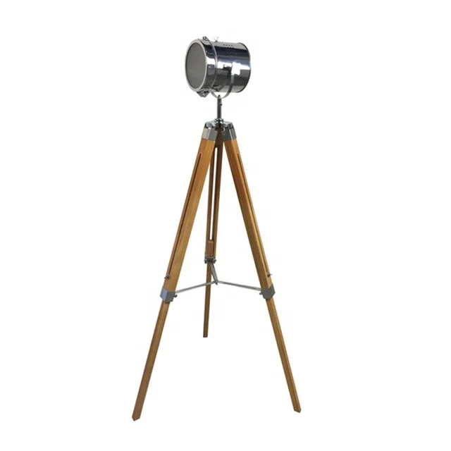 
Metal Photographic Floor Lamp with Wood Tripod Base 