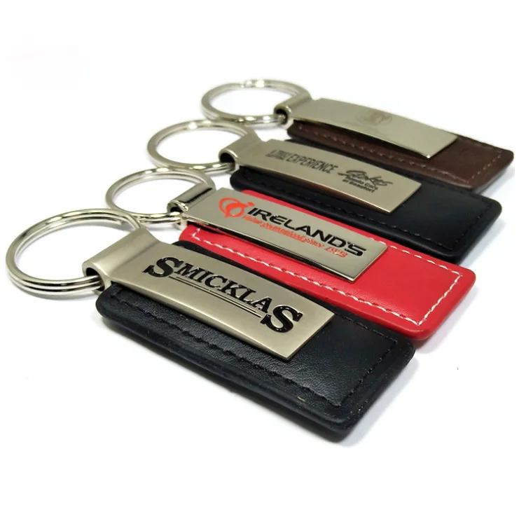 Wholesale Customize Logo Shape Color Car Keyring Personalized Promotional Gift Key Chain Water Drop PU Genuine Leather Keychain