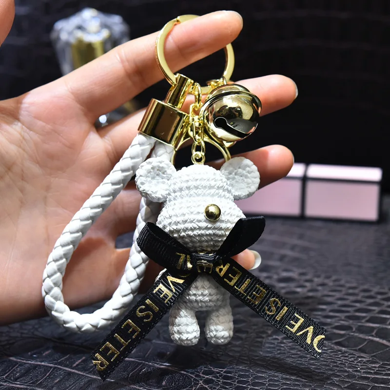 Hot Selling Resin Bear Keychain Trend 3D Cartoon Keyring Pendant Key Chain Accessories