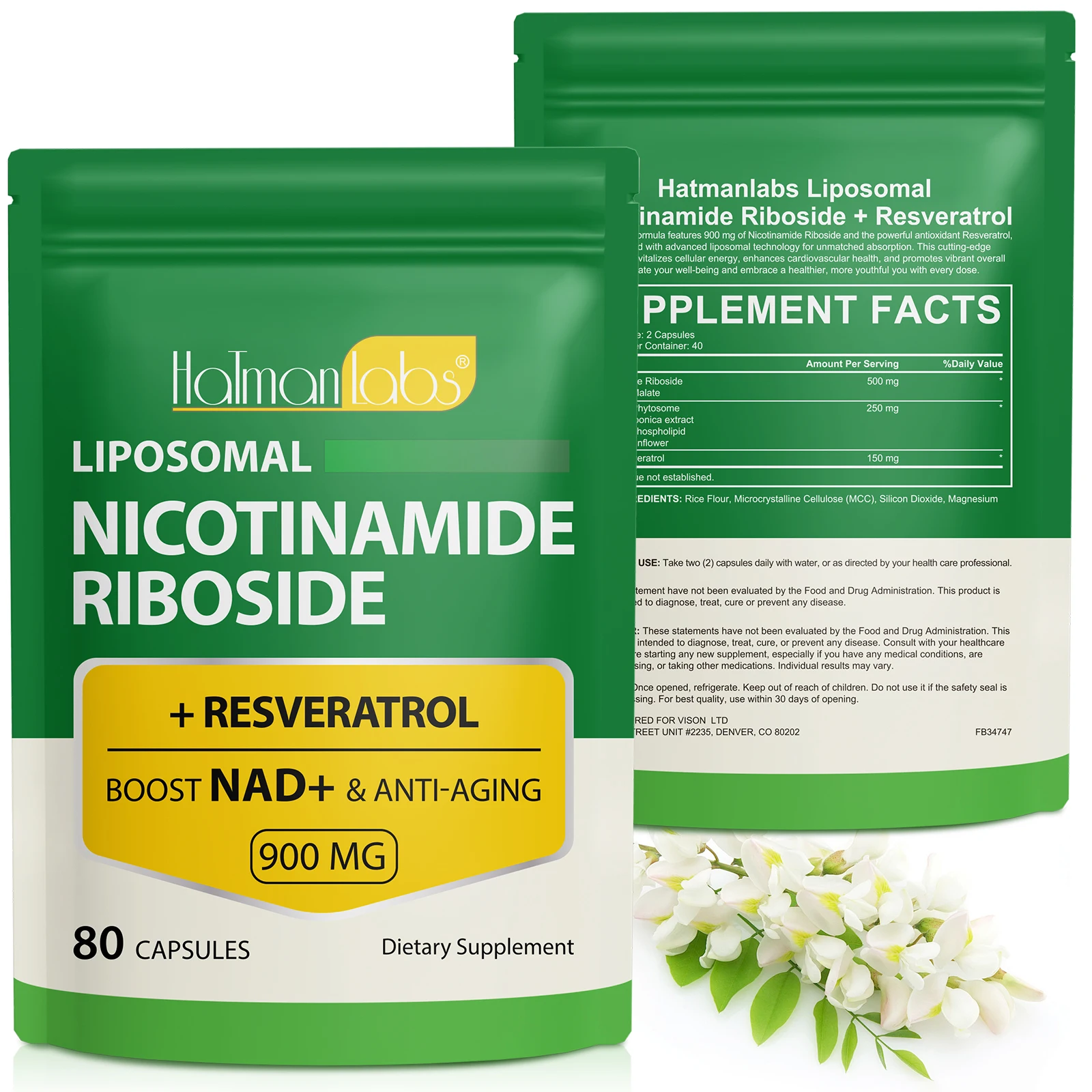Hatmanlabs antioxidant anti aging nad nicotinamide riboside supplement capsules liposomal nad capsule nad supplement