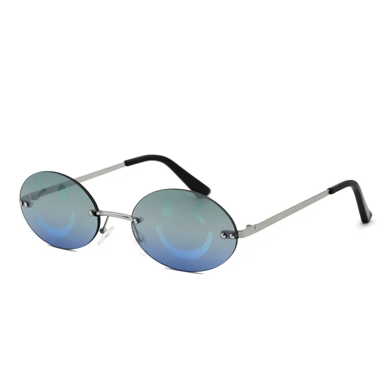 VIFF HM21444 Smile Face Oval Emojis Shade Glasses Rimless Fashion Sunglasses for Adult