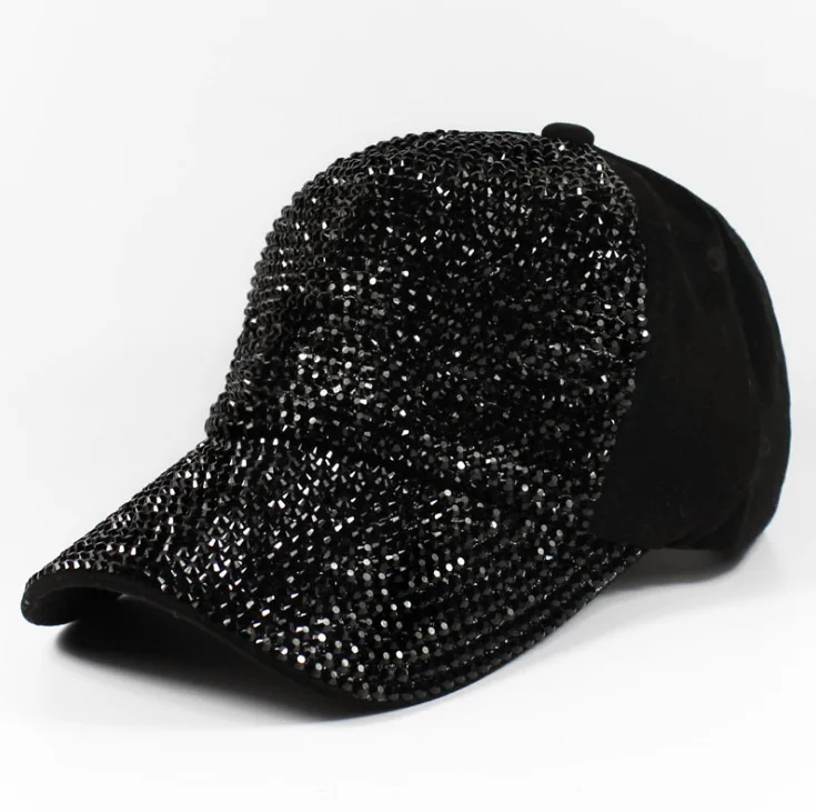 Ins best sale bling rhinestone baseball cap Rhinestone men  trendy cotton bling cap bling sport caps
