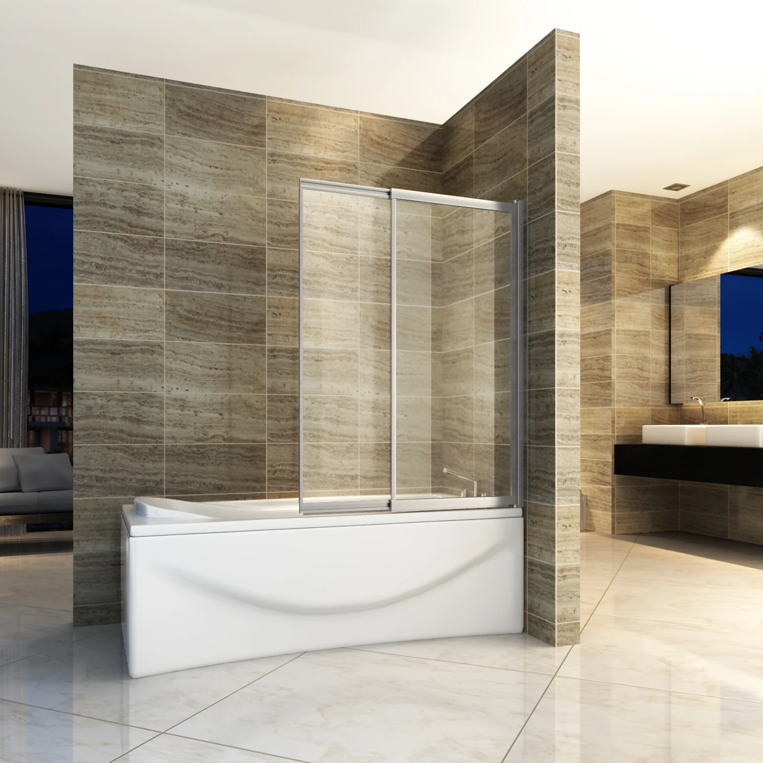 Sliding Bathtub Shower Screen for Sliver shower room cabin