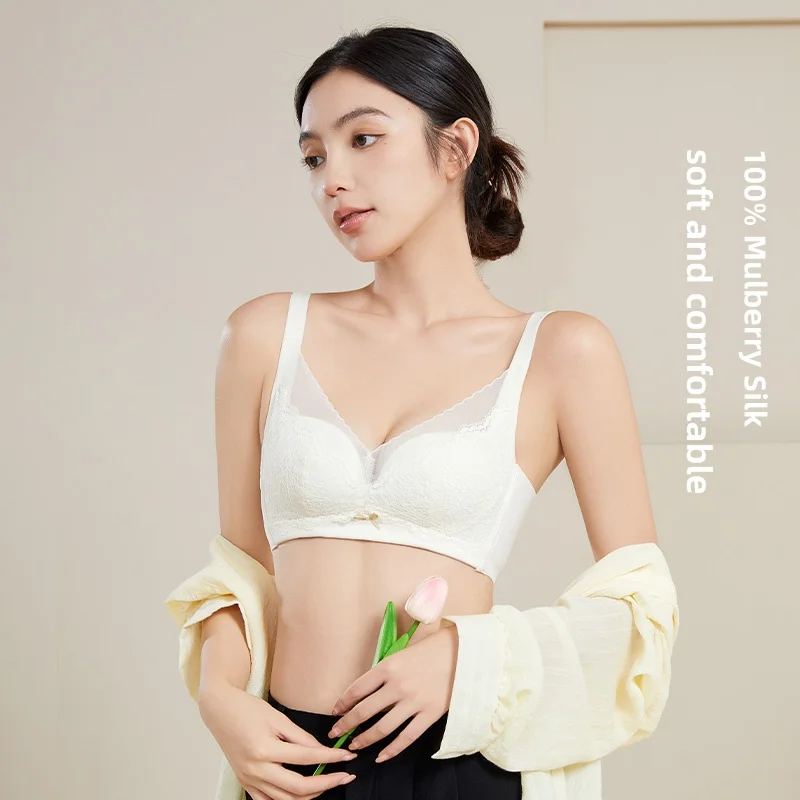 2024 new silk lace design gathered bra ladies