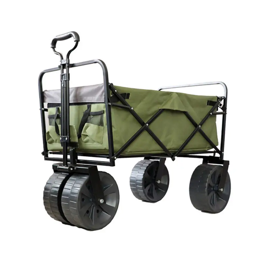 Custom Multi-Function Folding Utility Cart Wagon Shopping Beach Cart Wagon With Flexible Wheels Design
