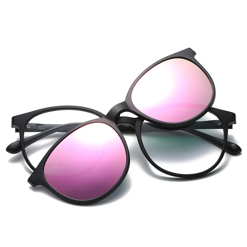 LEK TR90 Prescription Optical Frame Glasses Women Magnetic 5 In 1 Retro Night Vision Clip On Sunglasses For Myopic