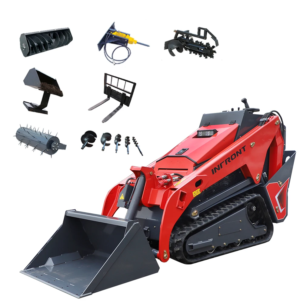 free shipping 1ton 1000kg mini skid steer   with three pump three valve trencher
