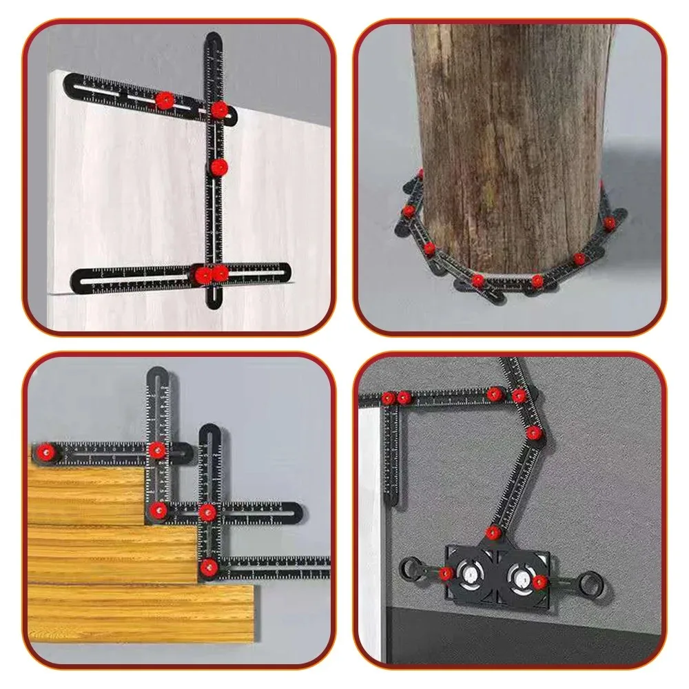 Multi Angle Measuring Ruler Folding Positioning Ruler Tile Flooring Punch Tool Universal Adjustable Tile Hole Locator Kits