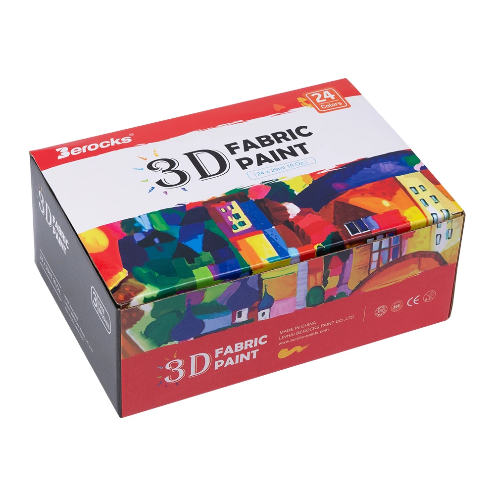 Premium Quality 24 Colors 3 D Permanent Fabric Paint For Textile