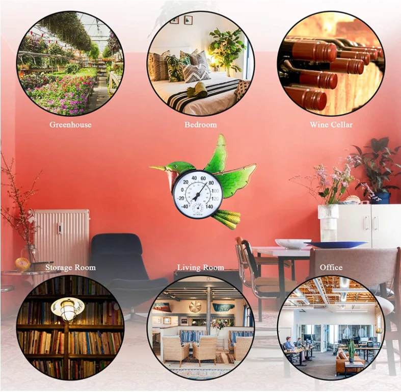 Indoor and outdoor thermometers waterproof wireless thermometer and hygrometer battery-free yard ornaments