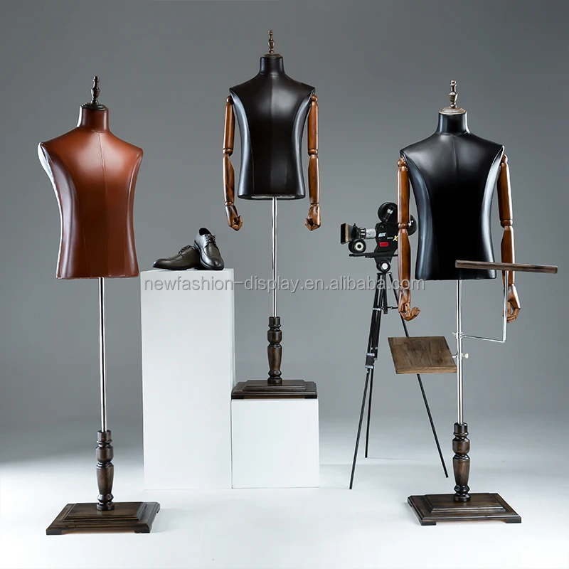Wholesale Male Formal Dress Display Suit Leather Mannequin Half Body Male Mannequin with Pant Holder
