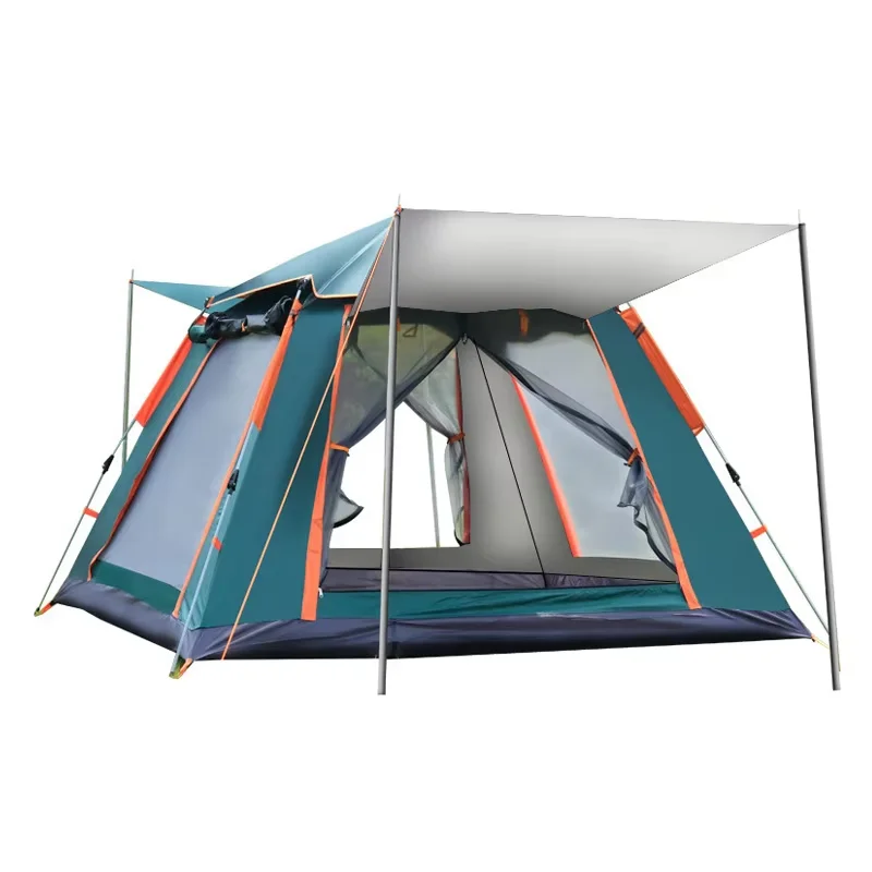 Best Price Single Layer Automatic Waterproof 4-6 Person Outdoor Camping Sleeping Tent Two Aluminum Pole Family Parties