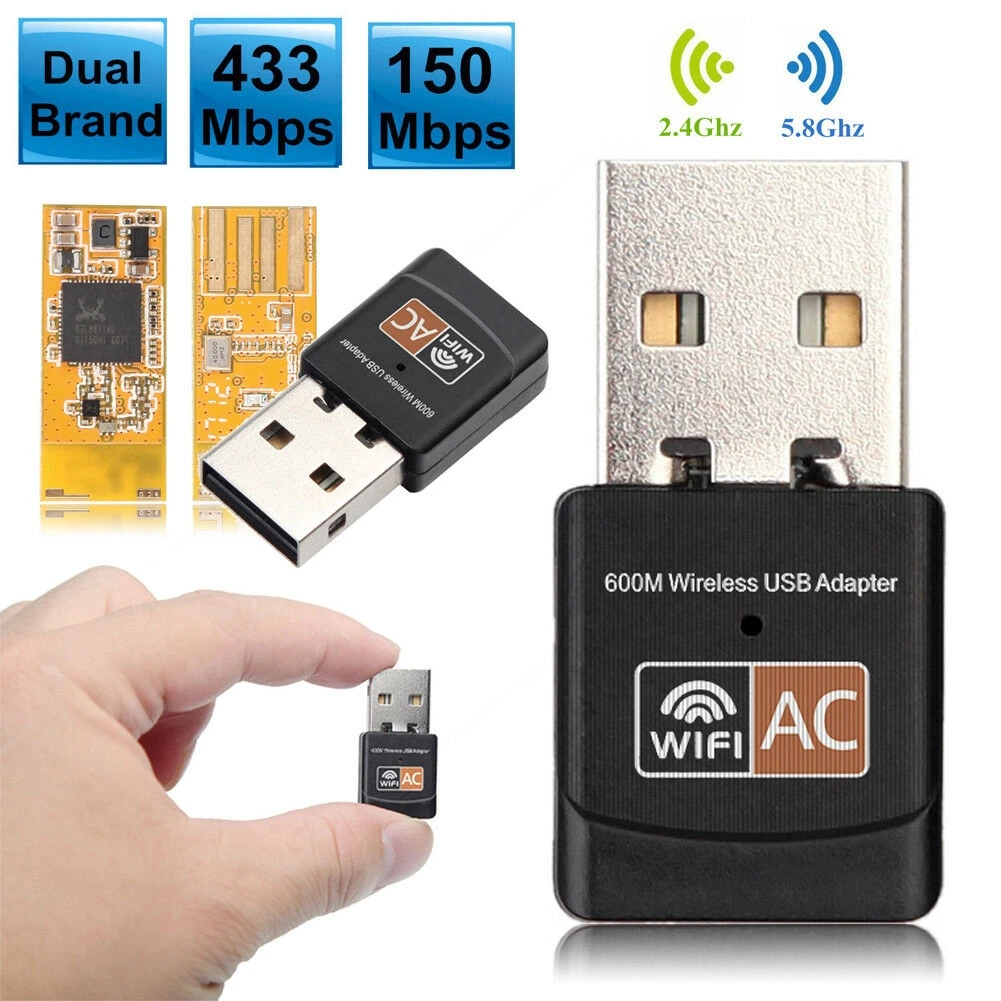 Wireless USB Wifi Adapter AC 600Mbps Wifi Adapter 2.4G 5G Network Card Antenna Receiver Lan USB Ethernet PC Wifi Dongle