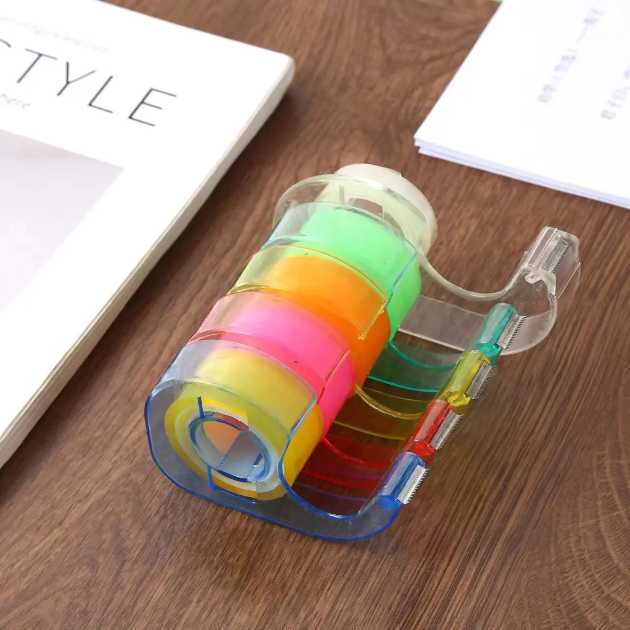 Small Tape Dispenser Portable Tape Holder Tear Tape Cutter Glue Adhesive Paper Machine Base Seat Desktop Cuttin