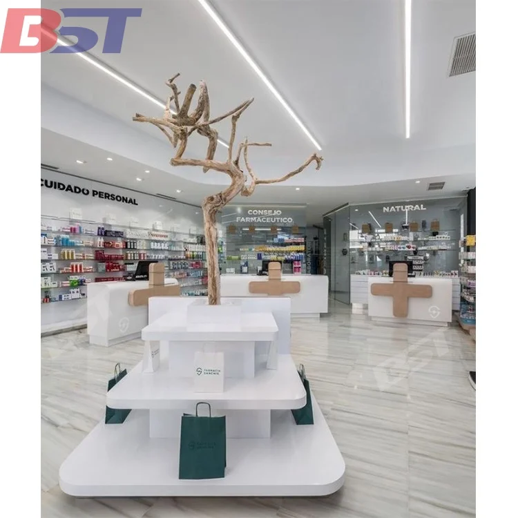 Custom High Quality Artificial Stone Retail Display Stands Retail Display Racks Shopping Cashier Desk