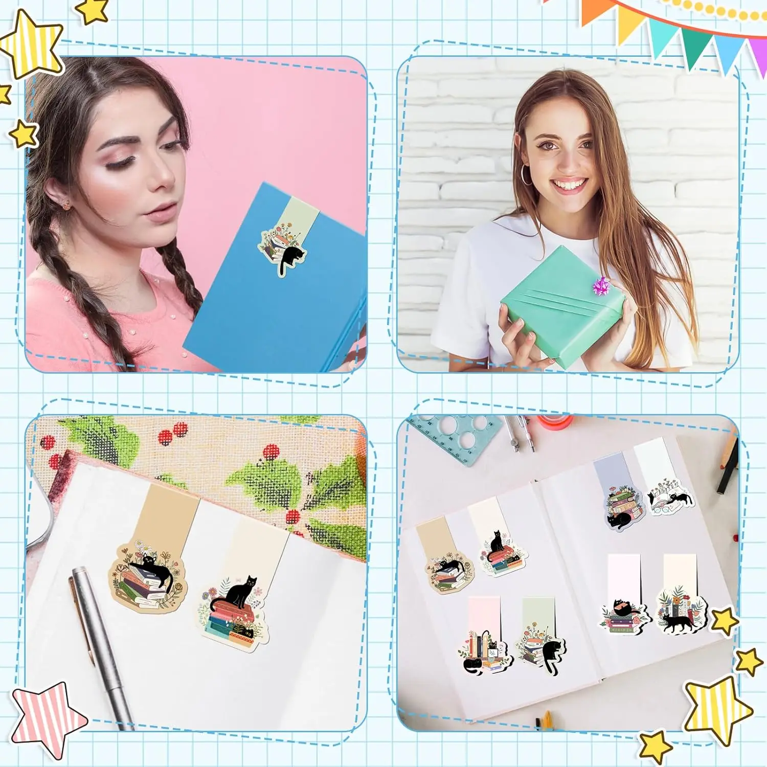 New style cartoon view Black Cat individuality originality Magnetic bookmark School supplies Customizable Wholesale