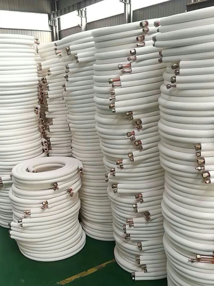 15m aircon pair coil tube 1/4+1/2 insulated copper pipes for air conditioners ac copper coil line set air conditioning pipe