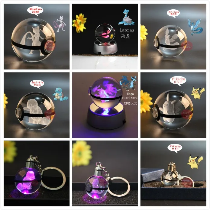 3D Хрустальный шар Pokeball светодиодные ночные светильники детская Подарочная лампа основа для обесцвечивания