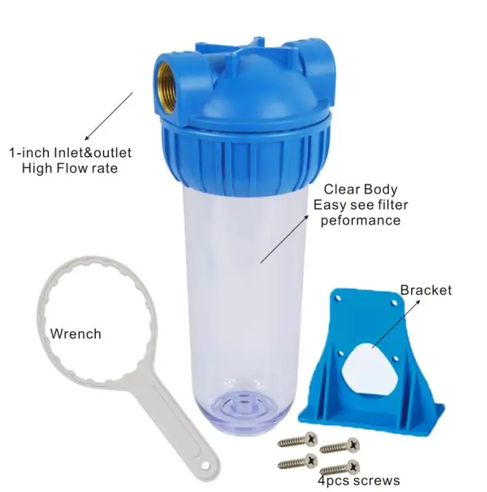 10 inch Transparent plastic water Filter cartridge Housing for Whole House Water Filtration