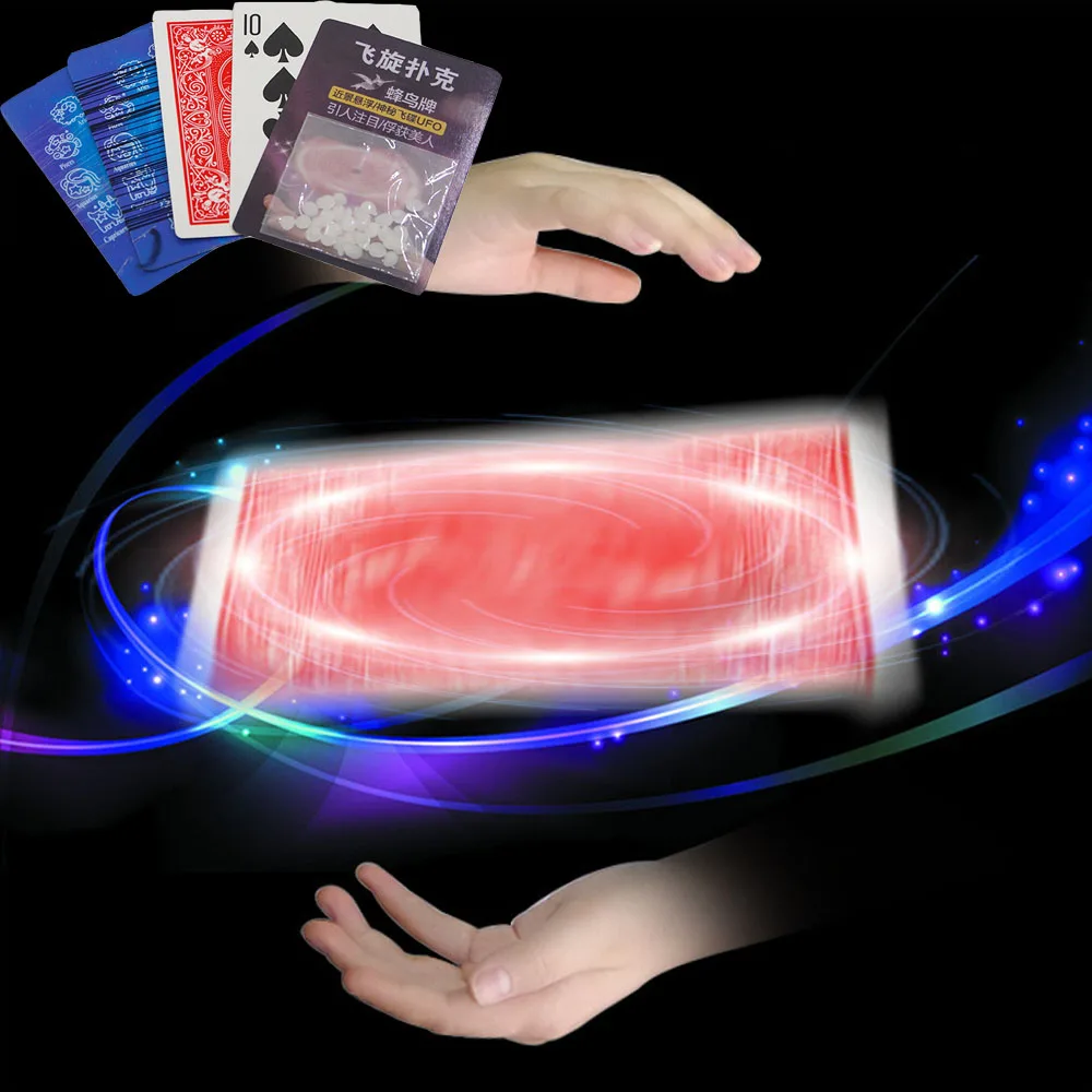 
1set Spinning Poker Magic Cards Floating Poker UFO Suspended Magic Tricks Party Props Toys For Children Close-up Performance 