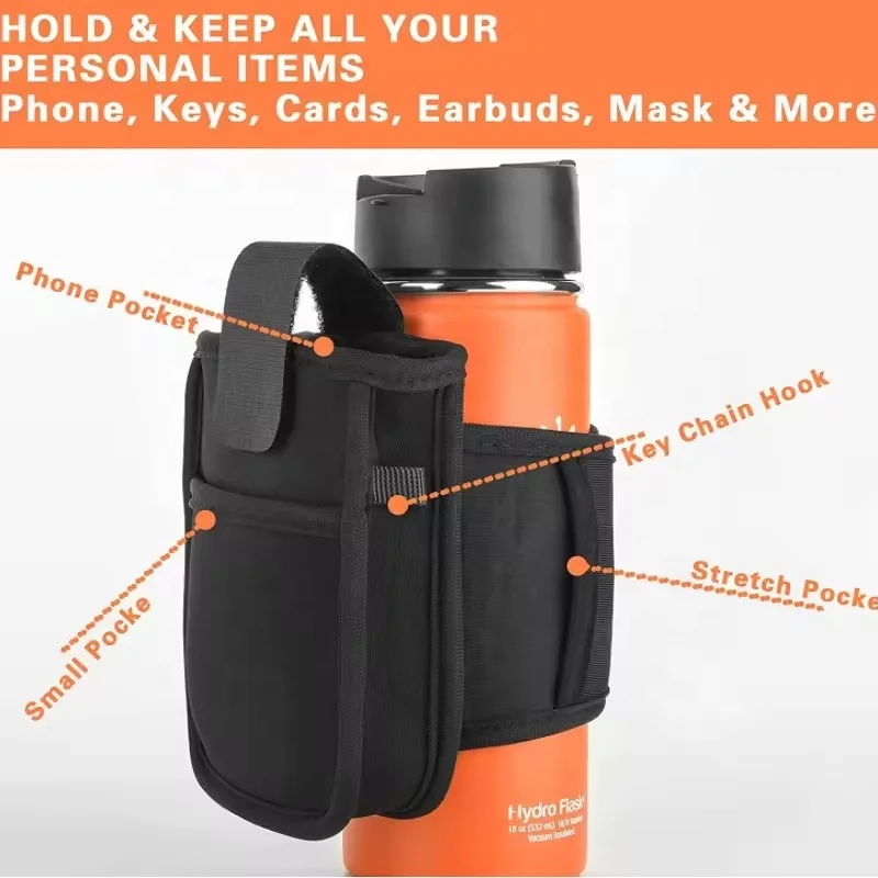 Custom Magnetic Water Bottle Sleeve Pouch Magnet Cup Cover with Pocket Portable Gym Mate Non slip Wallet Neoprene Key Phone Bags