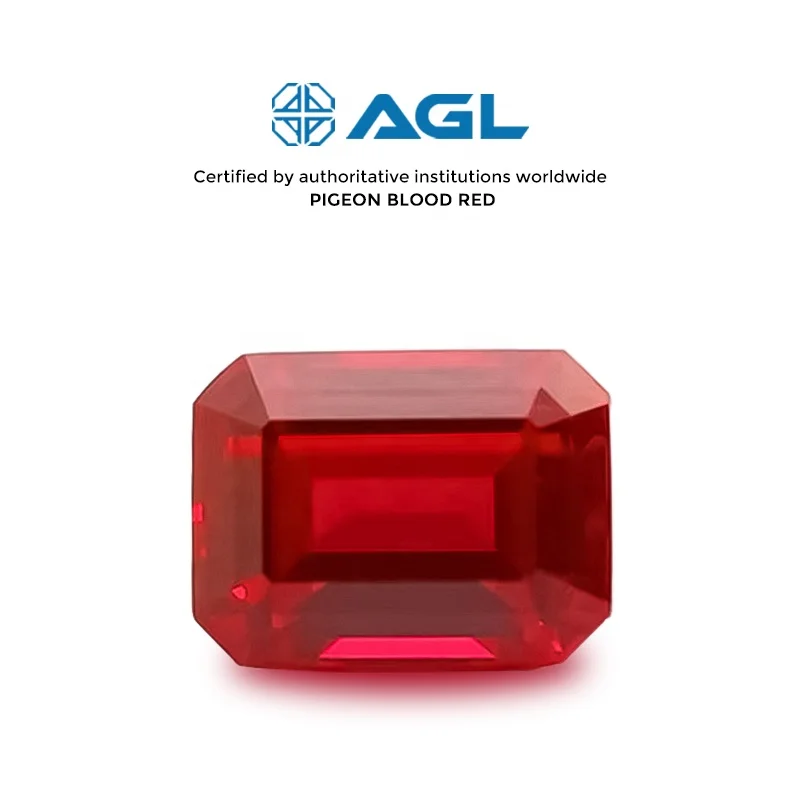 Emerald Cut Loose Ruby Factory Wholesale Lab Ruby Jewelry Loose Gemstones AGL Certified Pigeon Blood Red Lab Grown Ruby