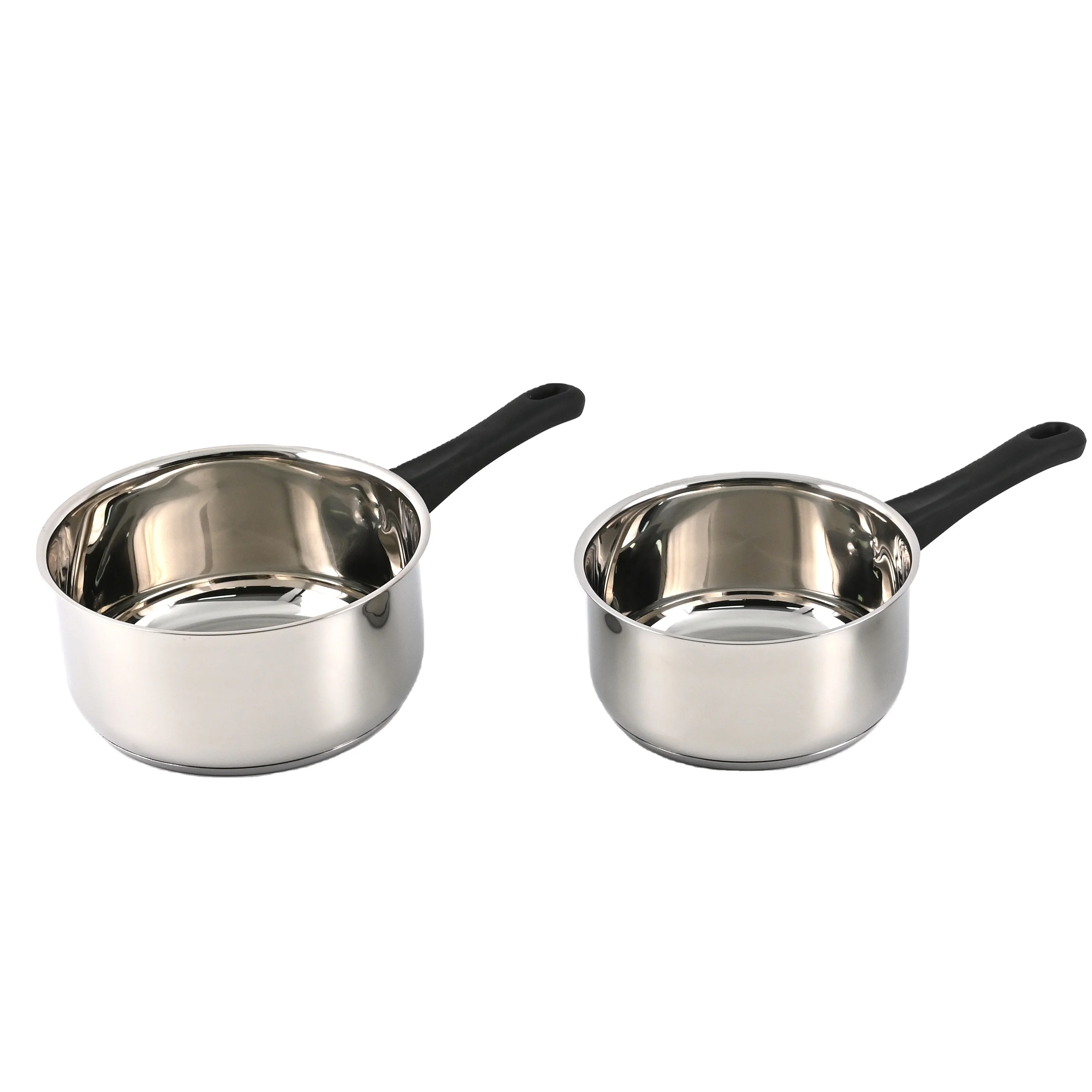 2pcs Stainless Steel Saucepan Set with Clad Bottom