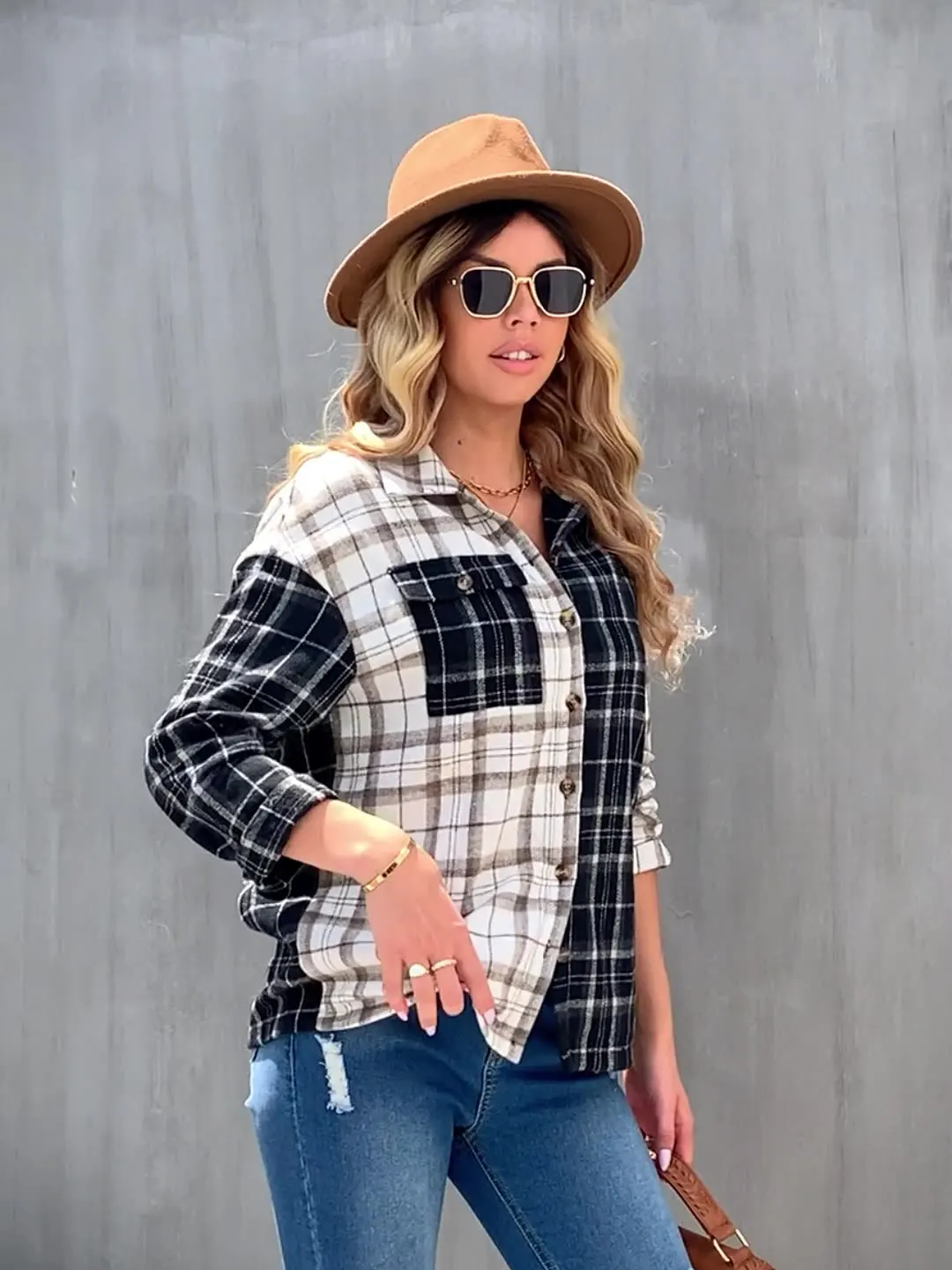 High quality chinese supplier leisure plaid ladies jacket flannel shirts, women turn-down collar casual shirt coats