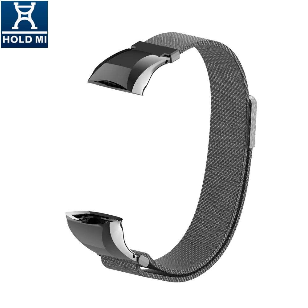 Factory price  Holdmi 7082 series black color magnetic SS milanese watch strap for HUAWEI honor band 4