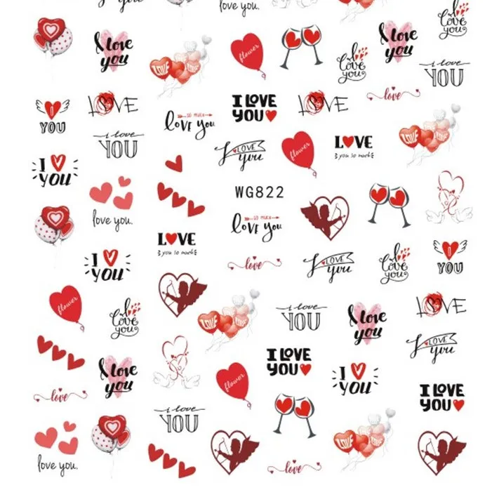 Новый дизайн, самоклеящиеся наклейки для ногтей, 3D «сделай сам», медведь, любовь, слова, различные узоры, наклейки для дизайна ногтей, украшение для ногтей